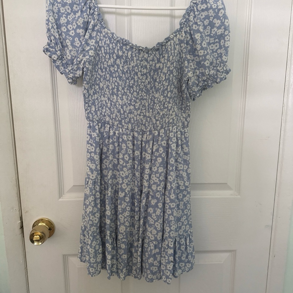 Alter’d State Light Blue & White Floral Smocked Mini Dress, Size Small